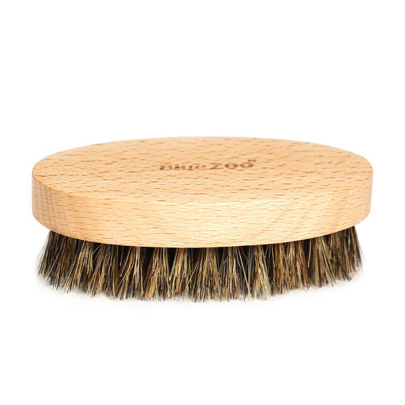 Oval Bluezoo Men's Care Flower Bristle Beech Wood Color Beard Hair Brush